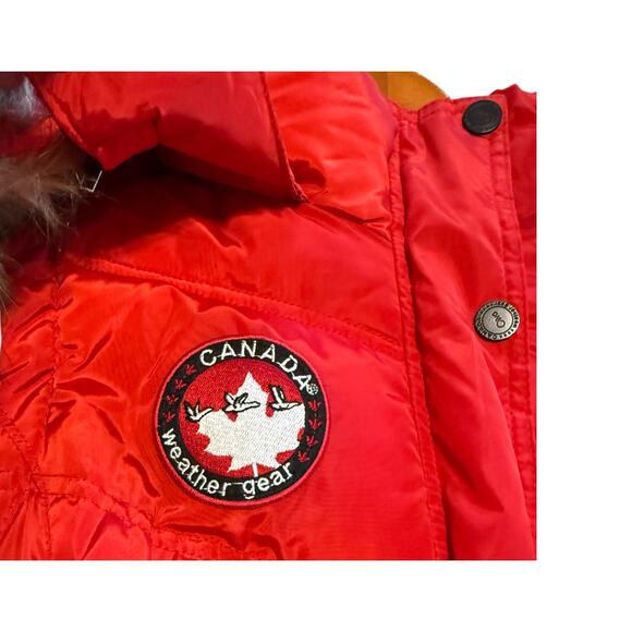 Canada Weather Gear Puffer Vest L Women Red Faux Fur Hood Gorpcore Outdoor - Picture 4 of 9